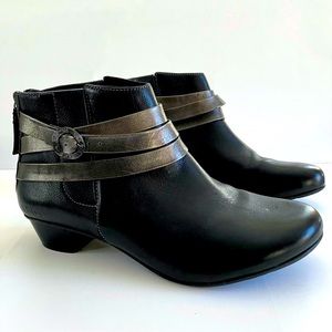 TAOS  BOLERO Ankle Boot Women’s Bootie 9 - Black Leather +buckle/bronze straps